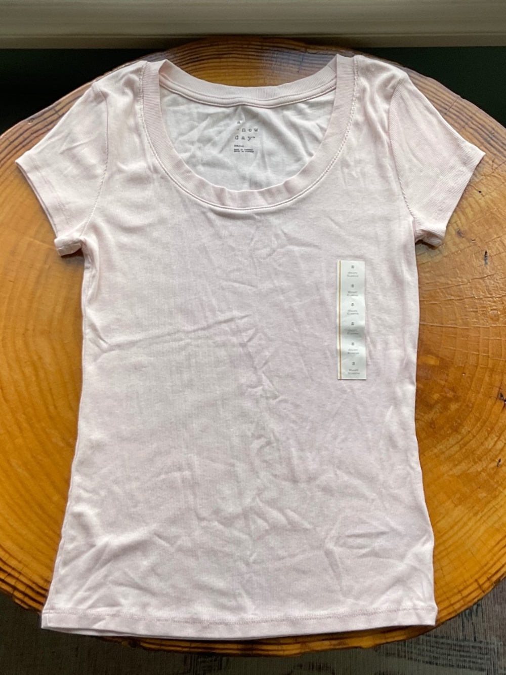 A New Day Women's Ribbed Scoop Neck Tee Pink Size Small NWT
